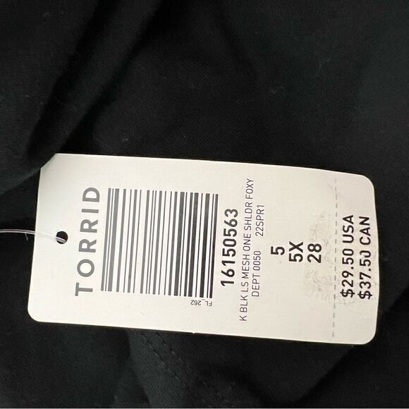 Torrid Black Long Sleeve Mesh One shoulder Foxy knit top Brand New! - Picture 14 of 15